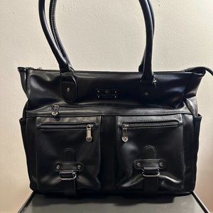 Six Pack Fitness Black Leather Travel Fit Meal Prep Insulated Tote Bag